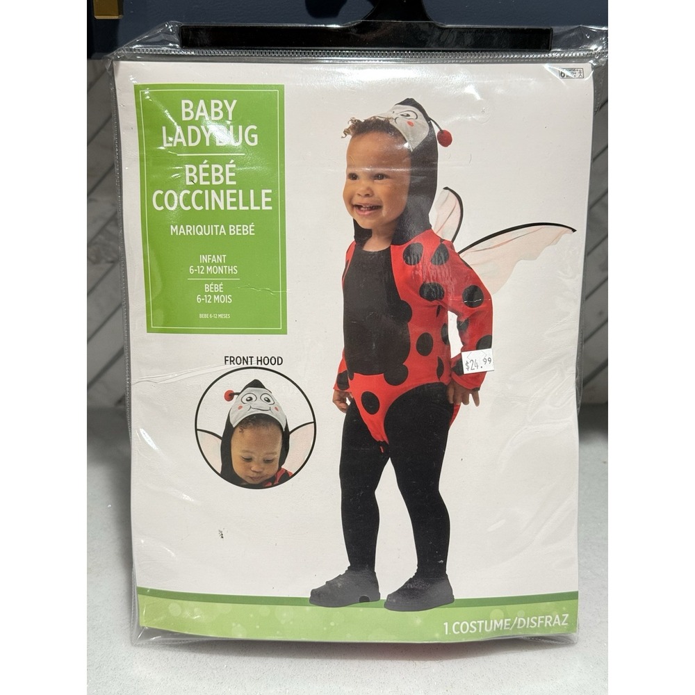 Baby Ladybug Costume Infant 6-12M Plush One Piece Wings Halloween New NWT Cute